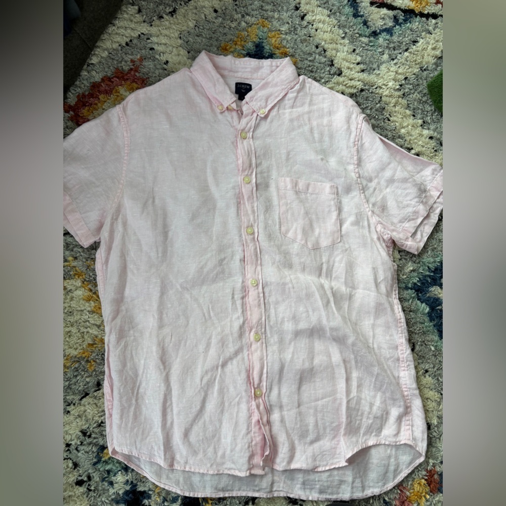 J.Crew 100% linen short sleeve button down mens large